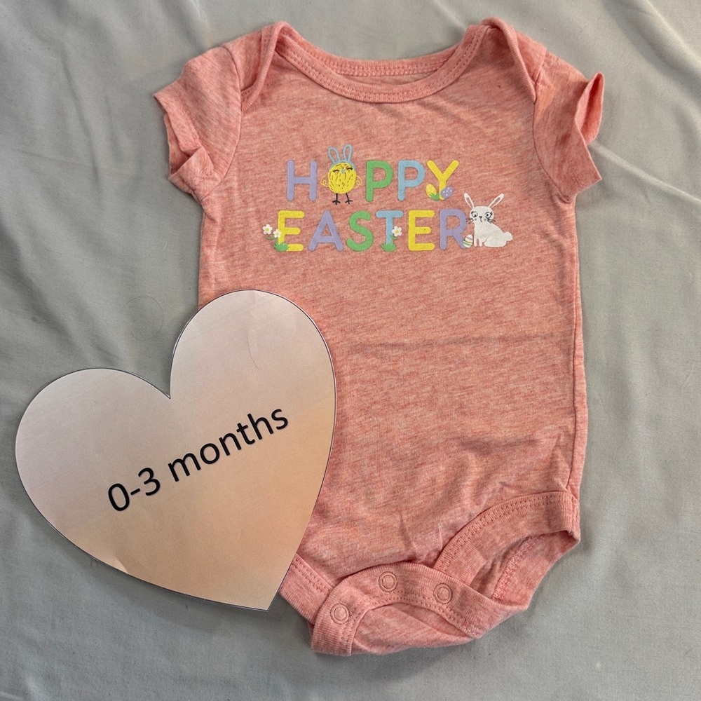 Pink Bodysuit One Piece with Playful Easter Design